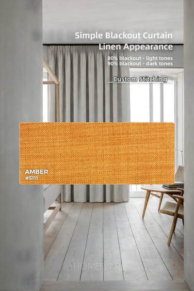 HOMEFLAR Plain. |   Linen-Look Blackout Curtain |   80-90% Blackout |   Custo...