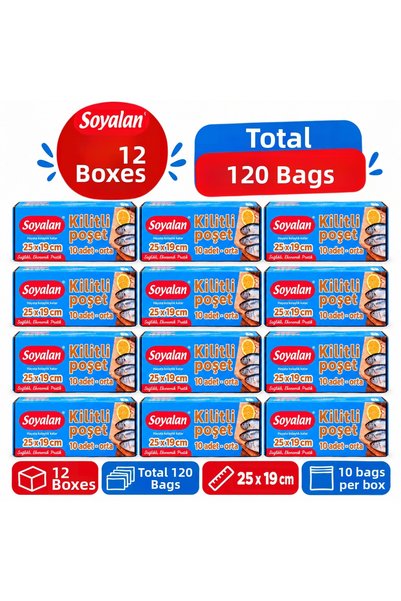 Soyalan مجموعة أكياس قابلة للإغلاق، مقاس متوسط، 25 × 19 سم، تحتوي على 12 قطعة...