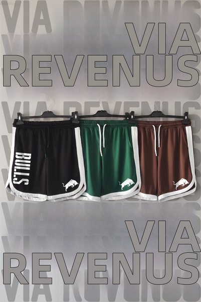 Vordevia Bulls Printed Unisex Retro Varsity Daily Training Sports Shorts 3-Pack
