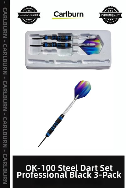 Carlburn Special Edition OK-100 Steel Dart Set—Professional Black, 3-Pack—For...