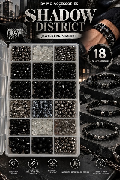 By MO Accessories Shadow District – 18-Piece Adult Men's Jewelry Making Kit