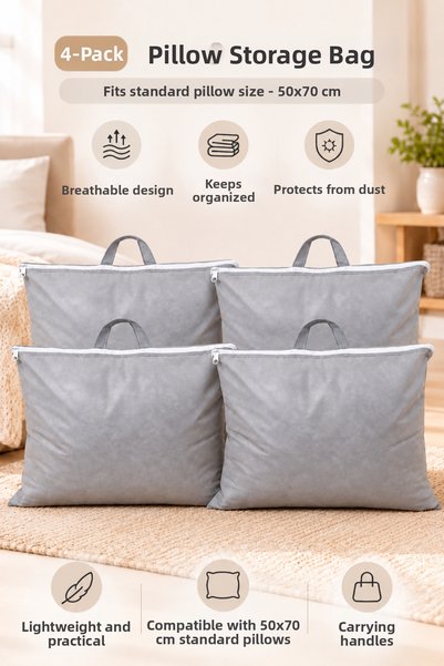 Formeya Pillow Storage Bag 50x70 cm – Zipper Closure, Handles, Dust-Proof, Se...