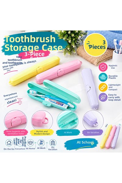 Generic Brand 3-Piece Toothbrush Storage Box Set – Plastic Toothbrush and Too...