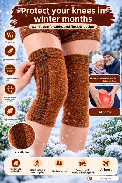 FitOnly Short Thermal Wool Knee Pads 27 cm – 1 Pair 2 Pieces, Winter Warm Fle...