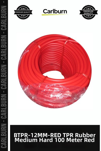 Carlburn Special Series BTPR-12MM-RED TPR Rubber, Medium-Hard, 100 Meters, Re...