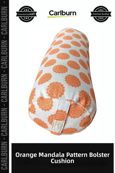 Carlburn Special Edition Orange Mandala Pattern Bolster, Padded Patterned Pil...
