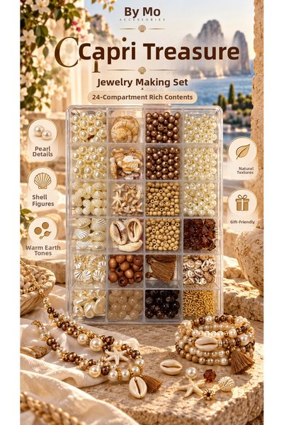 By MO Accessories 🐚🤎 capri treasure 24-compartment jewelry making set – fea...