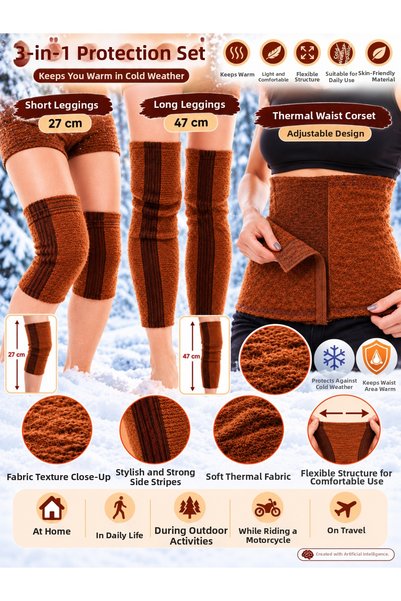 FitOnly 3-Piece Winter Thermal Protection Set – 27 cm Short Knee Pads, 47 cm ...