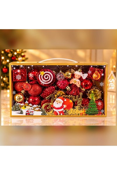 HEDİYE FİKRİ Red and Gold Santa Claus and Candy-Shaped Christmas Tree Ornamen...