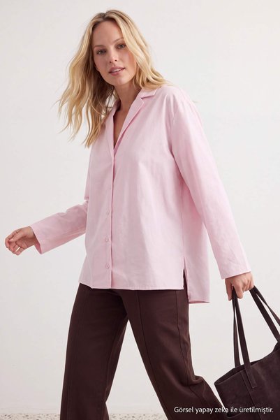 TRENDYOLMİLLA Pembe Regular Fit Gömlek TWOAW27GO00064