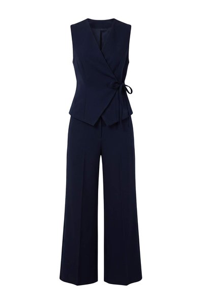 Trendyol Collection طقم علوي وسفلي منسوج باللون الأزرق الداكن TWOSS26AU00310