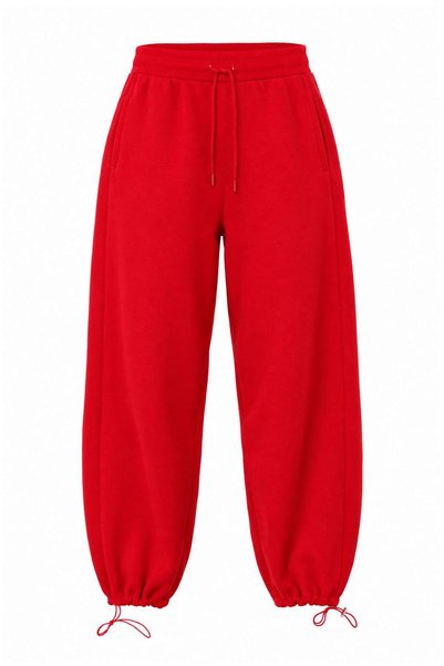 Trendyol Collection Red Thick Barrel Molded Pocketed Drawstring Knitted Sweat...