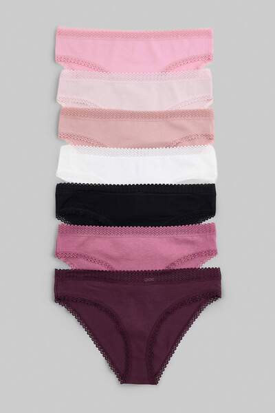 Trendyol Collection Chiloți uni din jerseu, roz-multicolor, pachet de 7 THMAW...