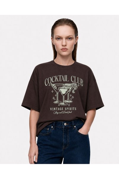 HAKKE Coctail Club Printed Oversize T-Shirt
