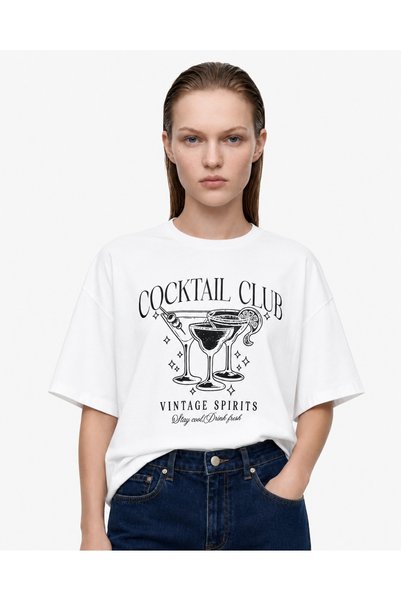HAKKE Coctail Club Printed Oversize T-Shirt