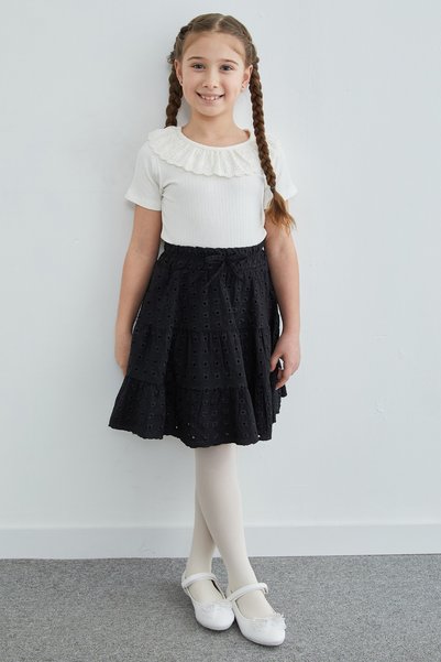 Fulla Moda April 23 Buy Elastic Waist Brode Detailed Girls' Skirt
