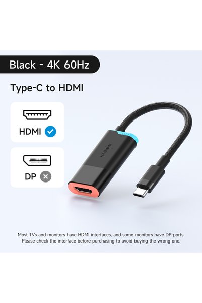 Choice black Hagibis TV Dock 4K@60Hz USB C to HDMI Female Cable Portable Trav...