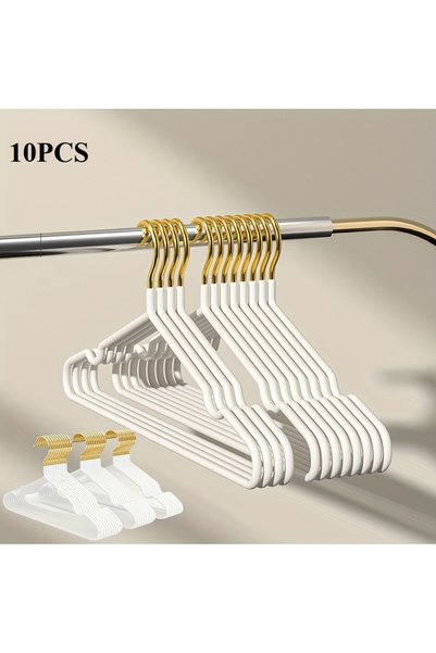 Choice1 10 قطع من شماعات الملابس المعدنية البيضاء الثقيلة للمنزل، شماعات ملاب...