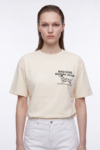 HAKKE Bad Dog Written Back Print T-Shirt
