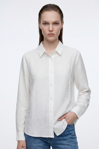 HAKKE Long Sleeve Modal Classic Collar Oversize Shirt