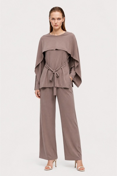 HAKKE Belted Suit with Cape Detail