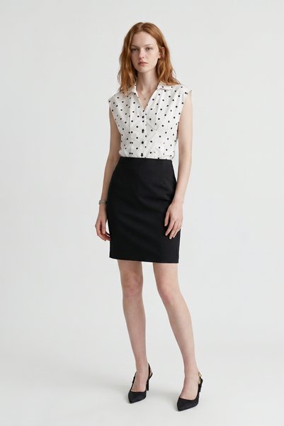 HAKKE Slim Fit Siyah Yüksek Bel Mini ETEK