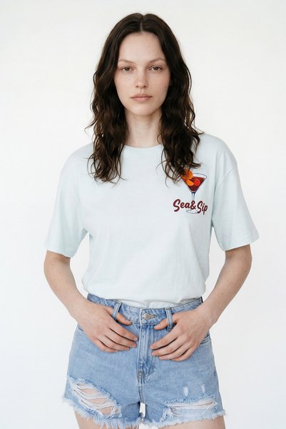 HAKKE Beach Breeze Printed Oversize T-Shirt