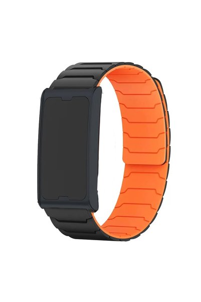 Choice4 For Amazfit Helio Black orange Magnetic Silicone Strap For Amazfit He...