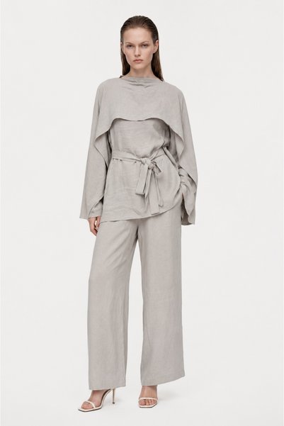 HAKKE Belted Suit with Cape Detail