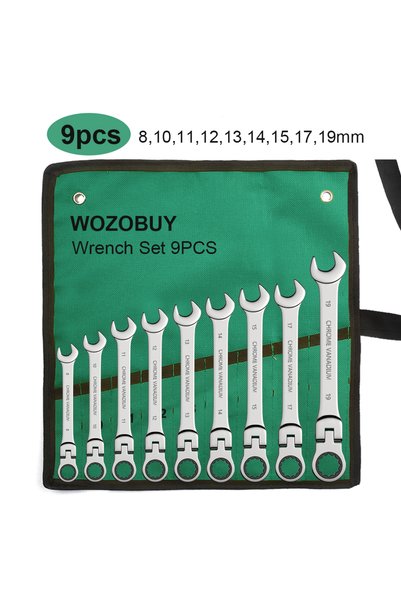 Choice4 9 pcs(8-19mm) Ratchet Spanner Wrench Set 8-22mm Gear Ring Ratcheting ...