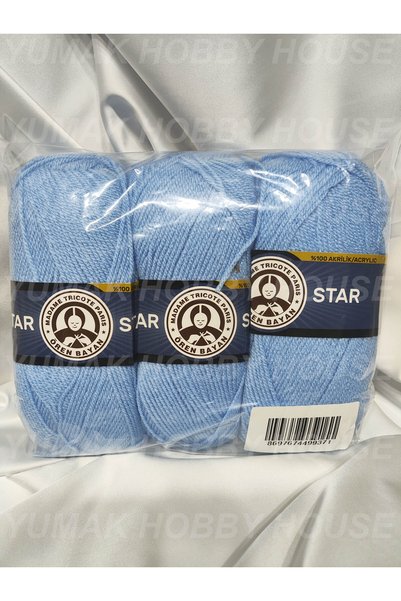 Ören Bayan Ören Star Blue Hand Knitting Yarn (3 Pieces) - Color: 012