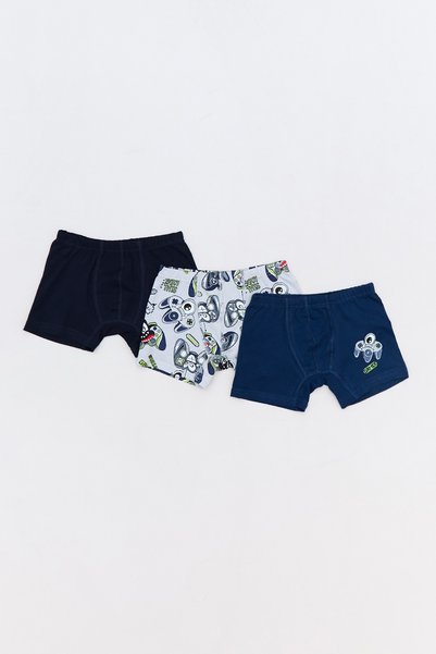 Fulla Moda Canavar Baskılı Erkek Çocuk 3 Lü Boxer