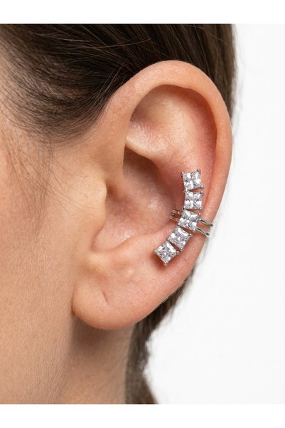 kurukafagift Taşlı Earcuff Küpe Sıkıştırmalı Model