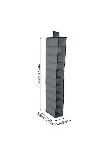 Choice 1Pcs Dark Gray 10-Layer Hanging Storage Bag Foldable Space Saving Clot...