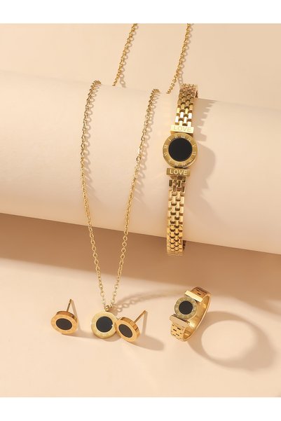 Choice Gold-color Niche design Roman digital necklace bracelet set female tit...