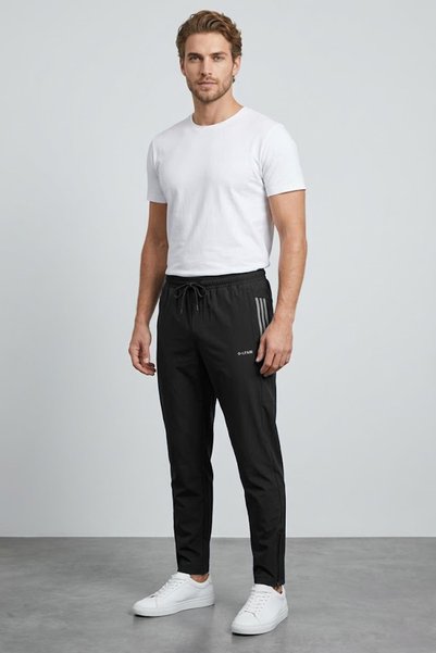 Fulla Moda Elastic Waist Zippered Parachute Fabric Sweatpants