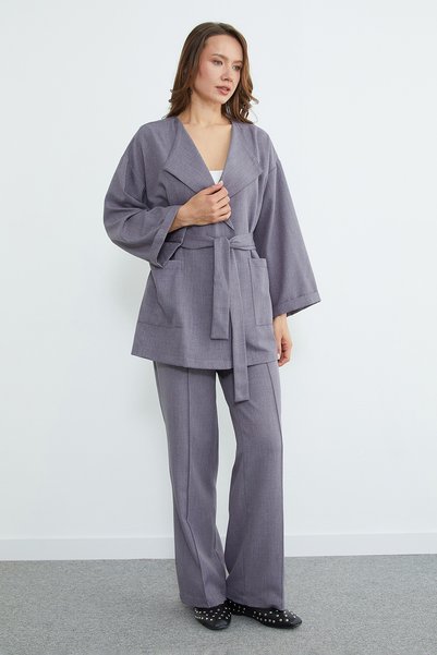 Fulla Moda Fullamodest Belted Green 2-Piece Set