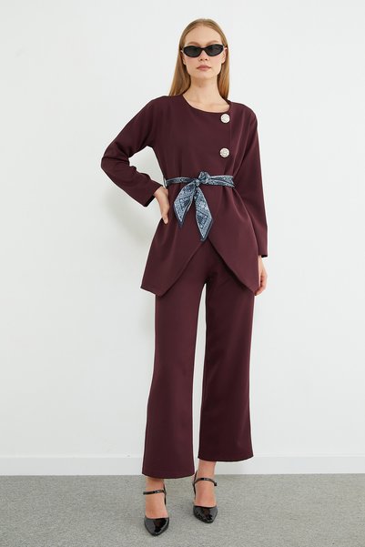 Fulla Moda Σετ 2 τεμαχίων με λεπτομέρεια ζώνης και ασύμμετρη κοπή