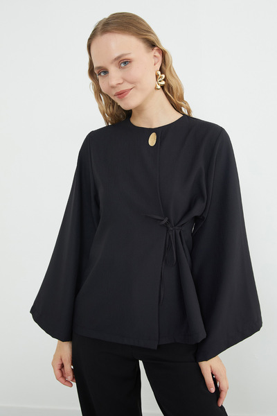Fulla Moda Single Button Sleeve Slit Jacket