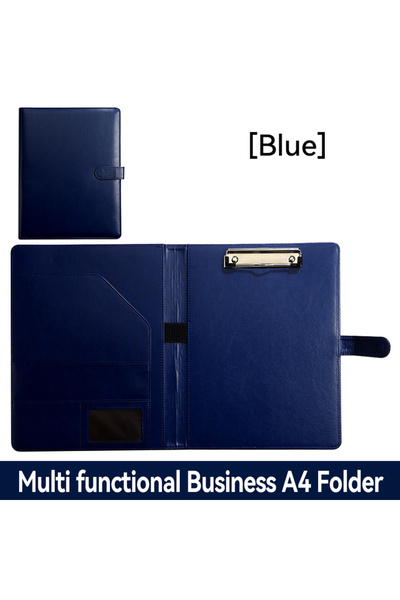 choice2 Blue 1Pc Texture PU Leather Multi-Functional Folder A4 Clip Pen Holde...