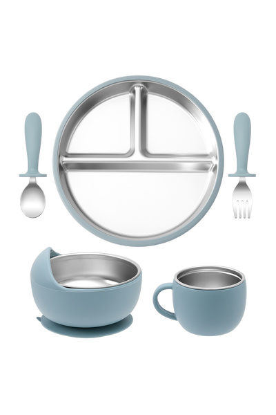 Choice1 52-ether 5PCS Stainless Steel Dishes Plate Baby Feeding Set With Deta...
