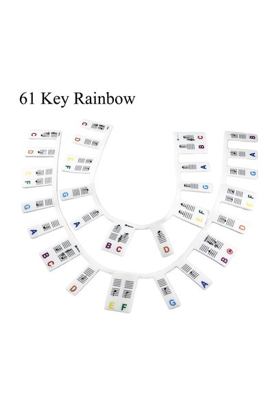 Choice3 ملصقات نوتات بيانو سيليكونية بألوان قوس قزح من Miwayer، 61 مفتاحًا، 6...
