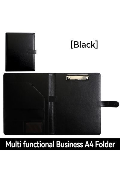 Choice1 black 1Pc Texture PU Leather Multi-Functional Folder A4 Clip Pen Hold...