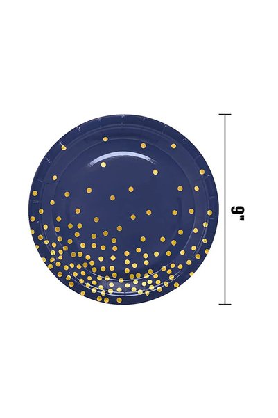 choice2 10pcs 9in plate Blue Black Gold Party Decorations Blue and Gold Dispo...