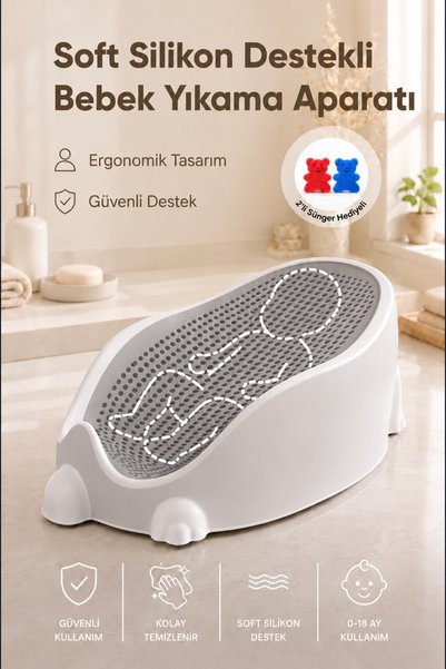 Wumboo Soft Bebek Küveti – Sünger Hediyel Soft Fileli Bebek Yıkama Banyo Küve...