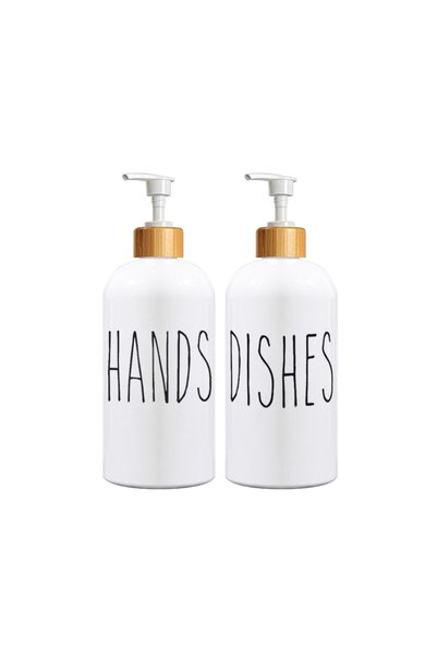 Choice WHITE 2pcs Letter Soap Dispenser Kitchen Dish and Hands Soap Bottle Ba...