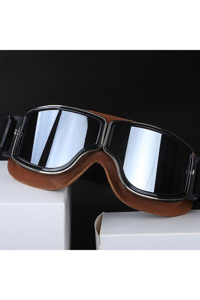 Choice5 Brown Silver 5 Motorcycle Glasses Windproof Motorcycle Helmet Glasses...