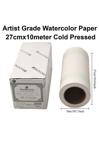 Choice Artist Roll 27cmx10m Cold Press New Baohong Artist Grade 100% Cotton W...