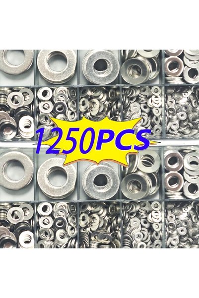 Choice 1250Pcs 1250pcs 304 Stainless Steel Flat Washers Assortment Kit (M2 M2...