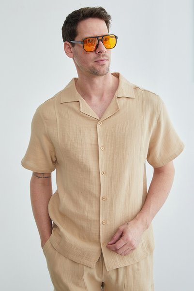 Fulla Moda basic Cămașă cu mânecă scurtă din țesătură muselină